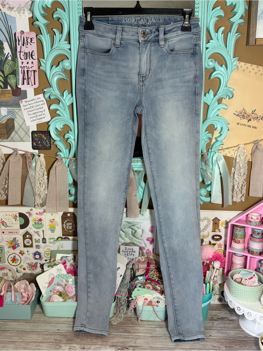 American Eagle Super Stretch X4 Hi Rise Light Wash Jegging Jeans Women’s Size 0